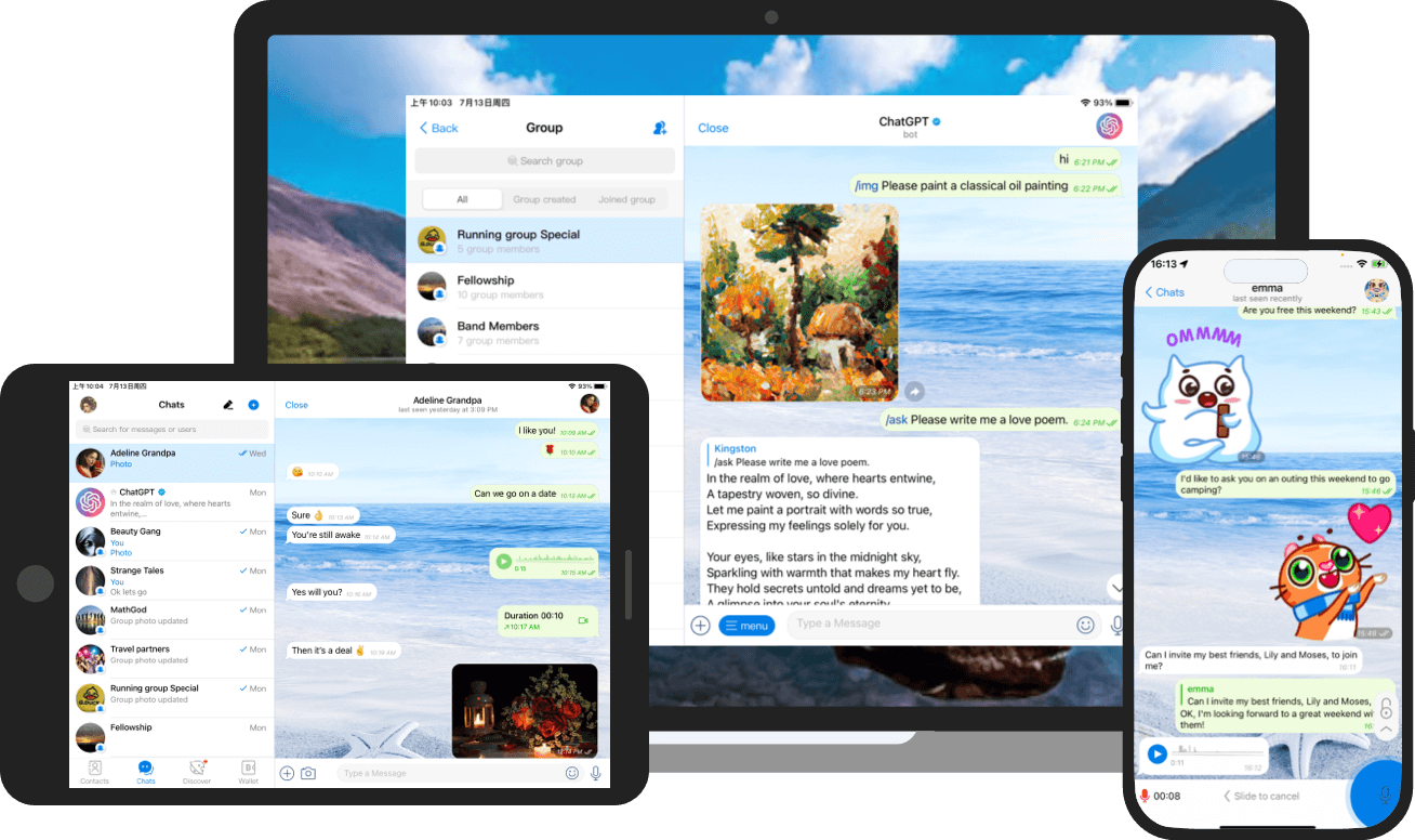 Screenshot of Potato chat application interface